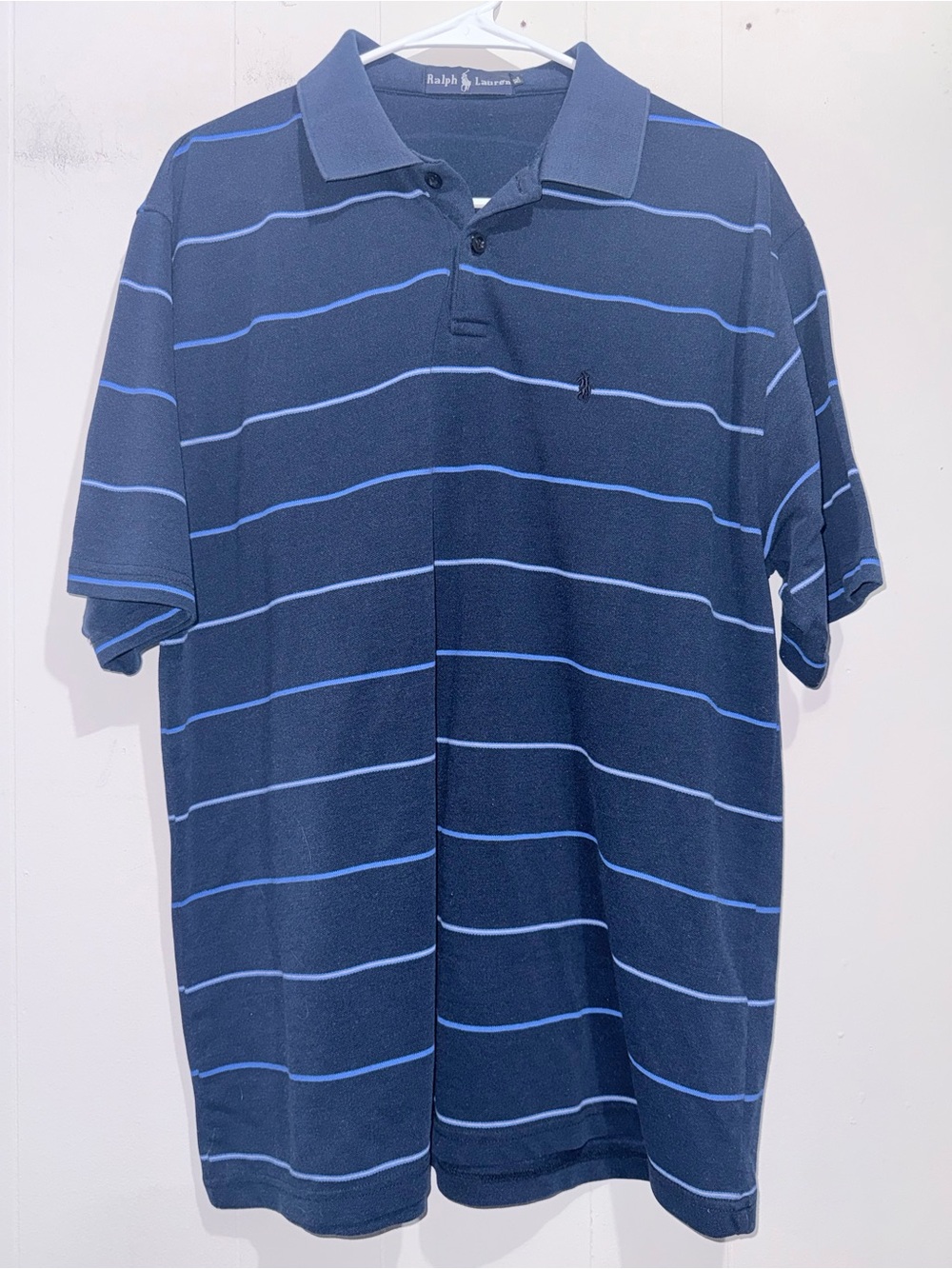VTG Polo Ralph Lauren Striped Knit Polo Shirt Navy XXL 80s 90s